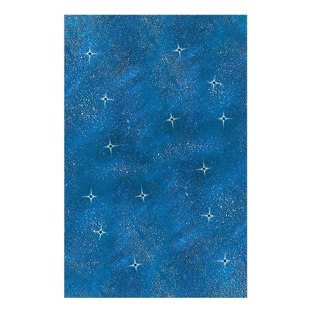 Blue textured paper with star patterns on a white background