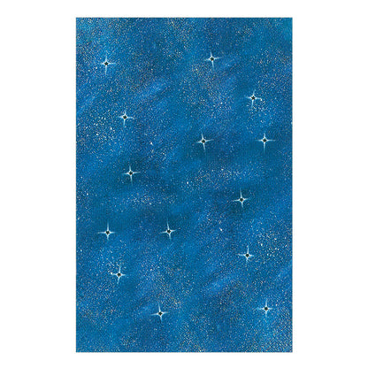 Blue textured paper with star patterns on a white background