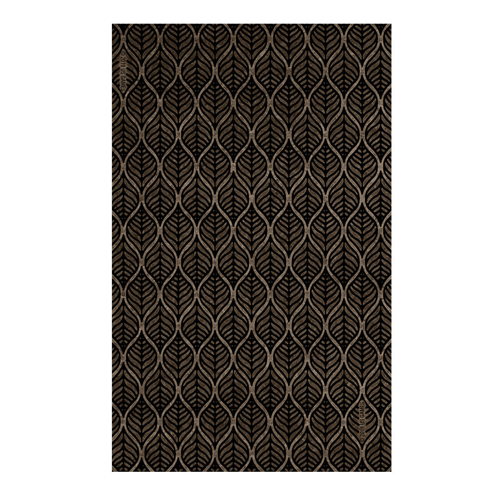 Patterned rug with geometric design on a white background