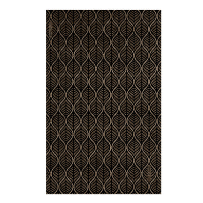 Patterned rug with geometric design on a white background