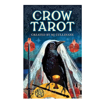 Book cover of 'Crow Tarot' with a crow and tarot card design.