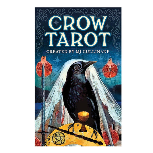 Book cover of 'Crow Tarot' with a crow and tarot card design.