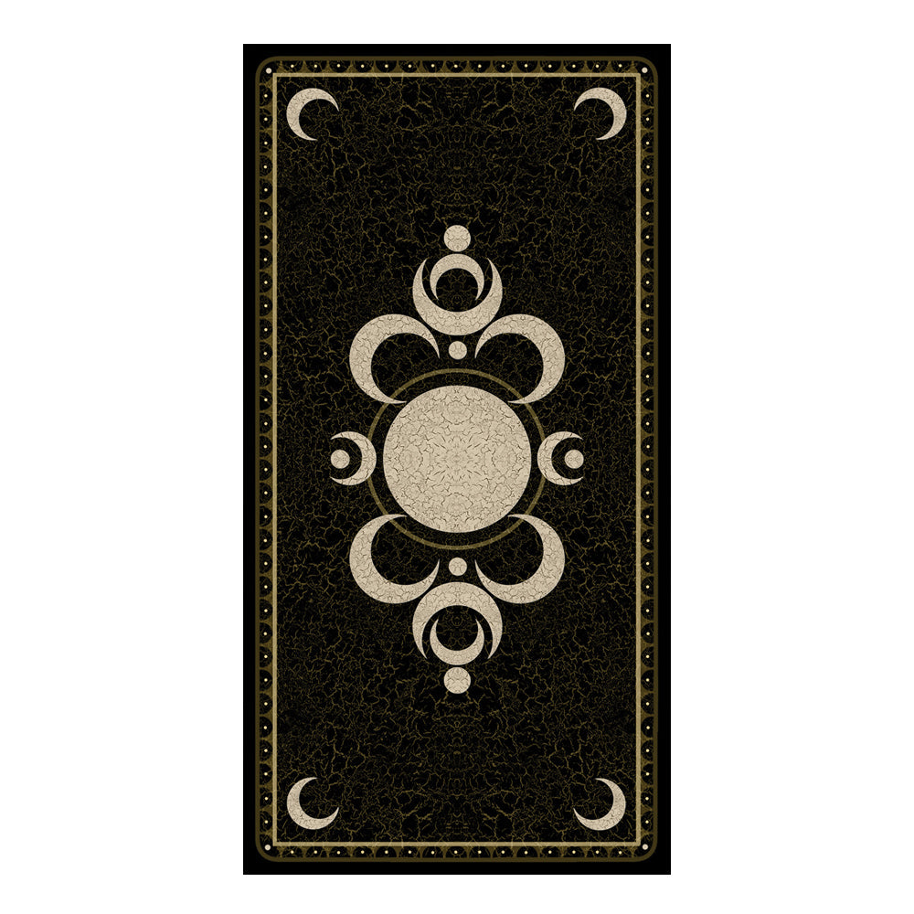 Decorative card with intricate gold design on a black background