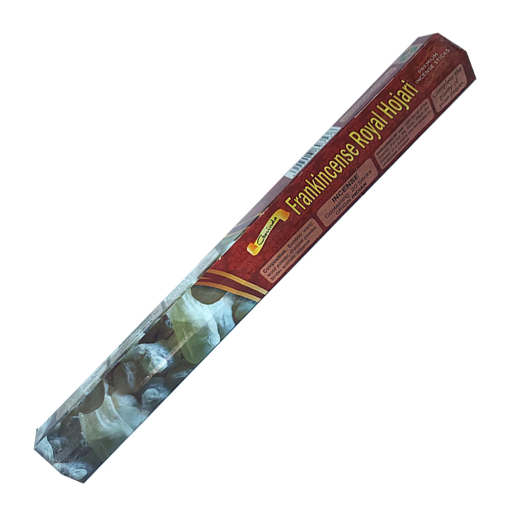 Box of Frankincense Royal Hogari incense sticks on a white background