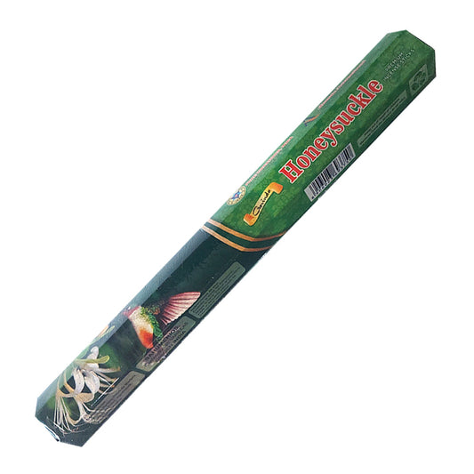 Honeysuckle incense stick packaging on a white background