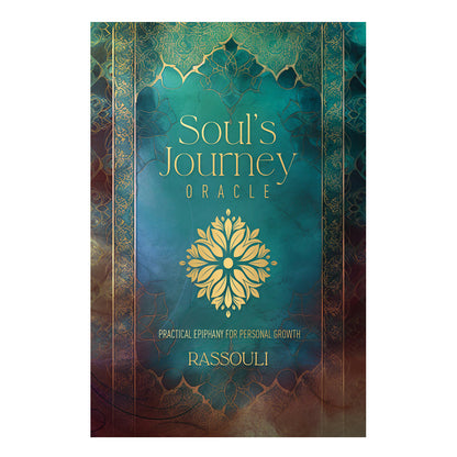 Book cover of 'Soul's Journey Oracle' with decorative design and gold text on a blue background