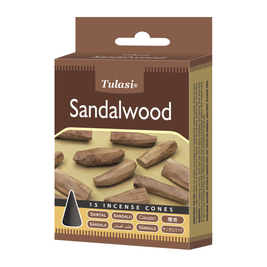 Tulasi Sandalwood incense cones packaging on a white background